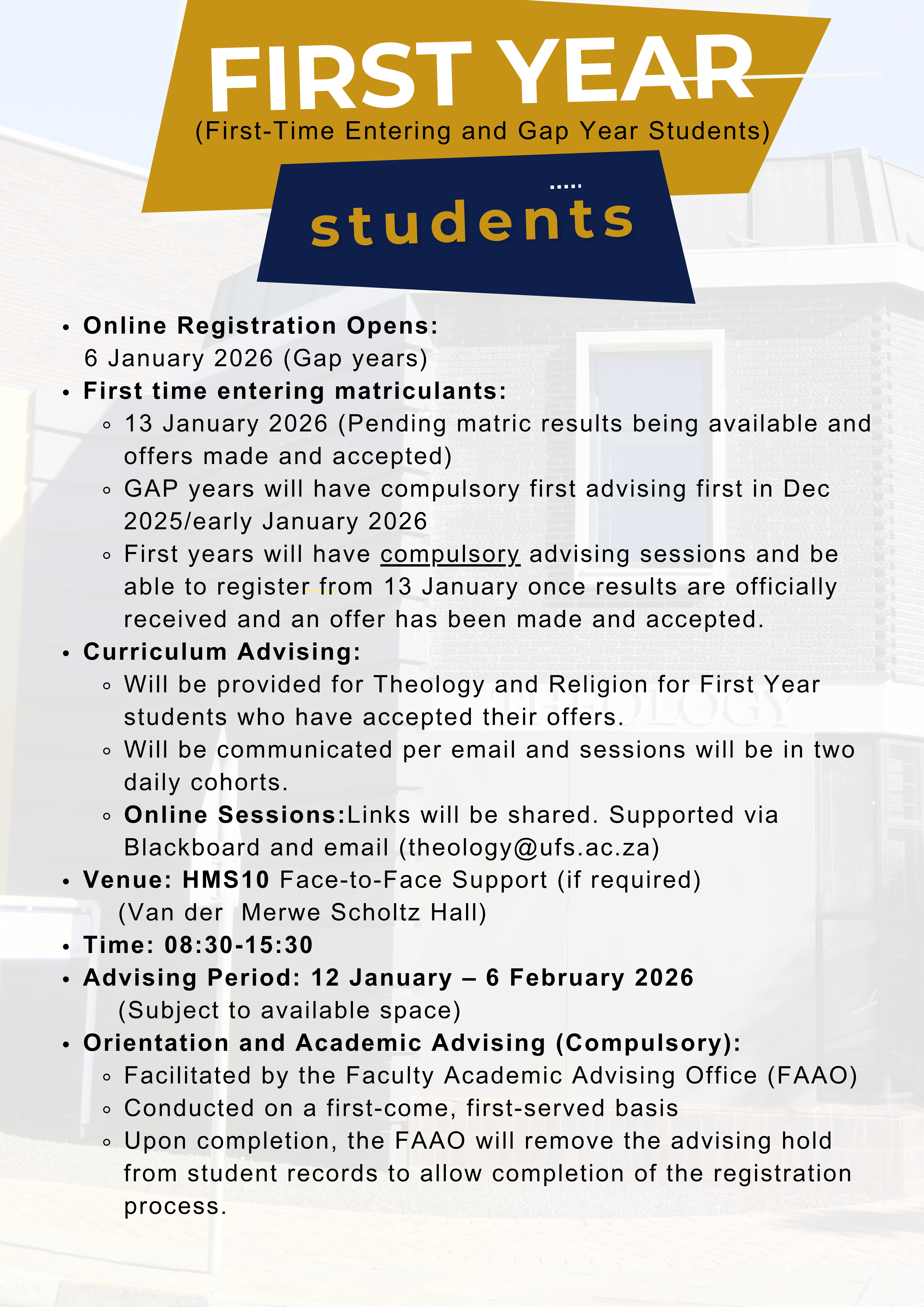 First Year 2026 info