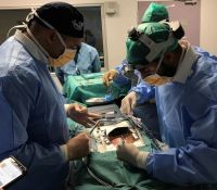 Cardiothoracic surgeon training on the Califia cardiac simulator.