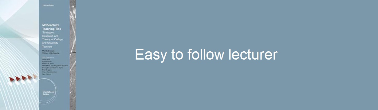 Easy to follow lecturer